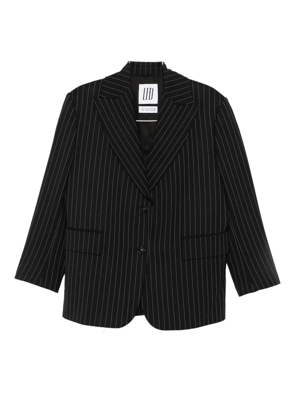 

Приталенный пиджак в полоску с пуговицами Les Filles D'Eva, черный