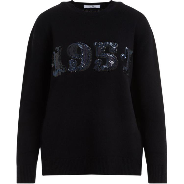

Джемпер с круглым вырезом и декорированным логотипом Max Mara Plata MaxMara, Marine Blue