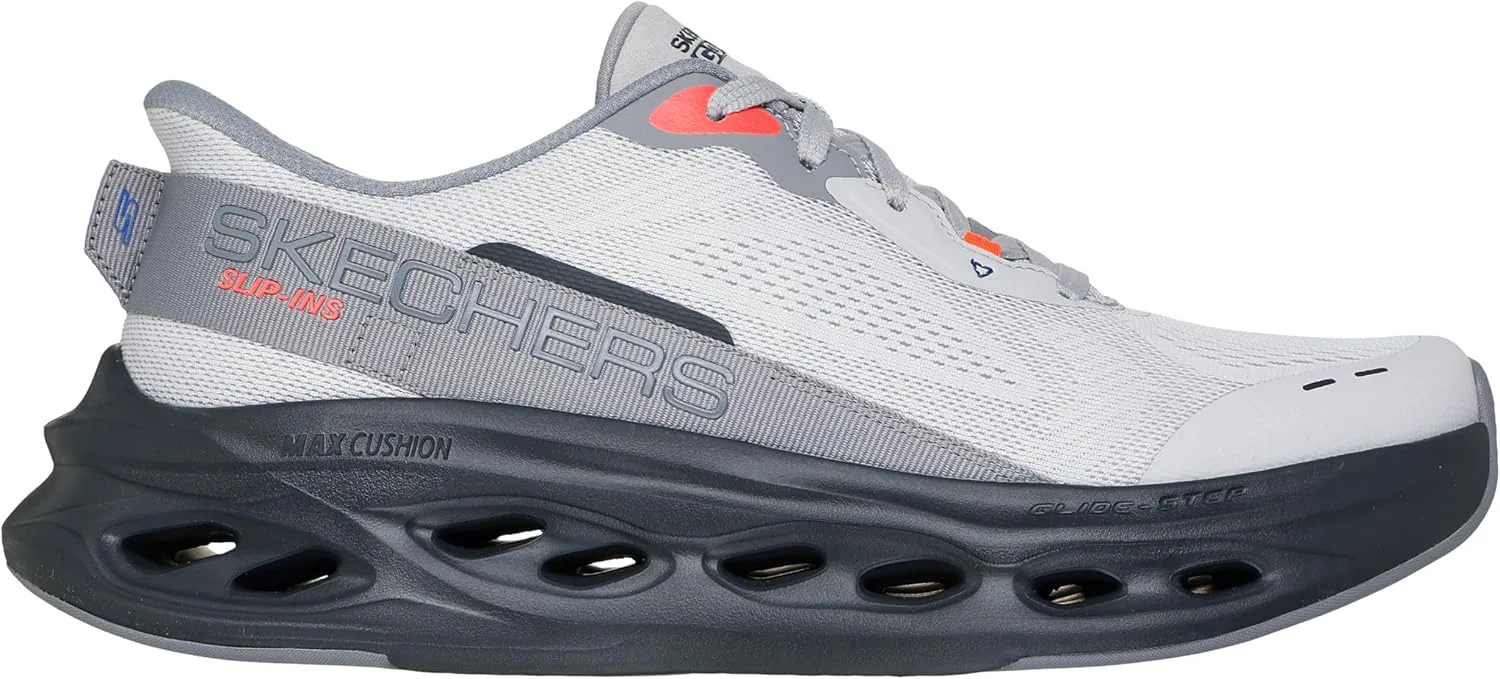 Мужские кроссовки Skechers Max Cushioning Glide Step с амортизацией, надевание без помощи рук, серый/черный