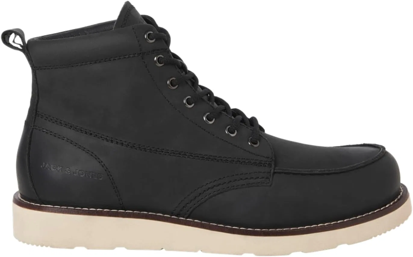 Мужские кожаные ботинки JACK & JONES Jfwtoronto Styd Ln, Black — фото 3