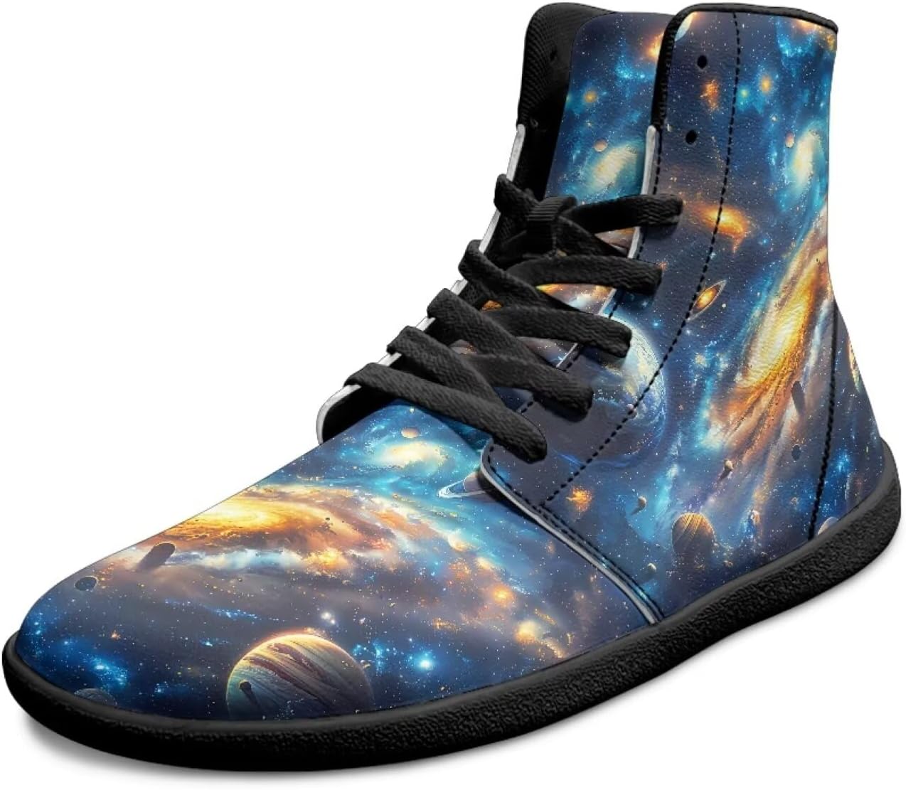 

Мужские высокие кроссовки Galaxy Print с широким носком, шнуровкой, противоскользящей подошвой для тренировок и бега Xixirimido, Planet Galaxy