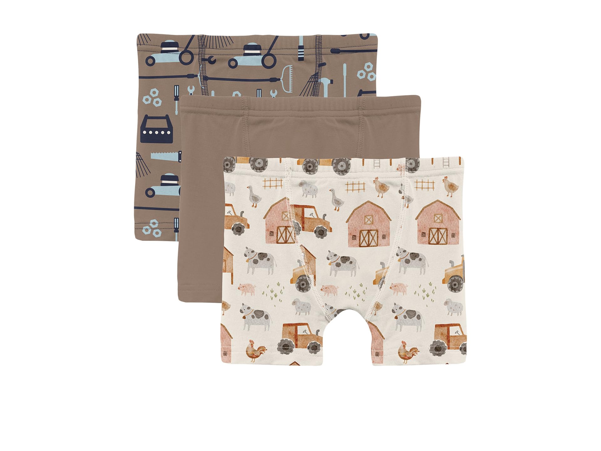 

Трусы-боксеры Kickee Pants Kids Print Boxer Brief Set of 3, цвет Portabella Fall Tools/Portabella/Natural Farm Life
