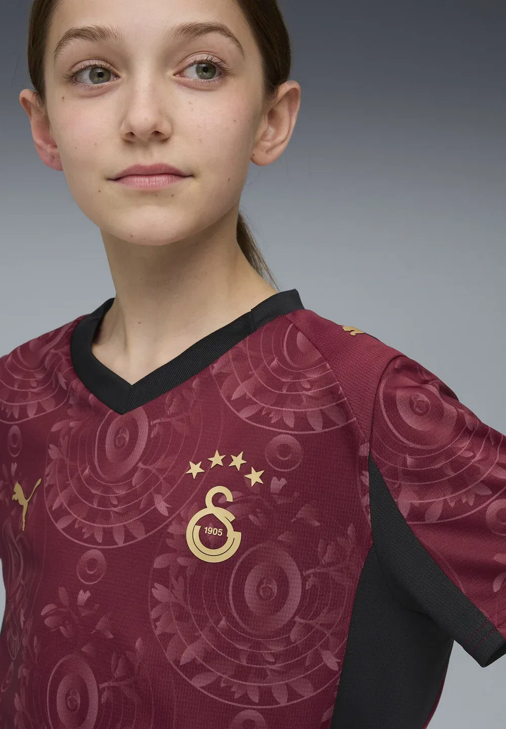 Детская футболка «Галатасарай» СК 25/26, третья форма Puma, Team Regal Red- Team Gold — фото 4