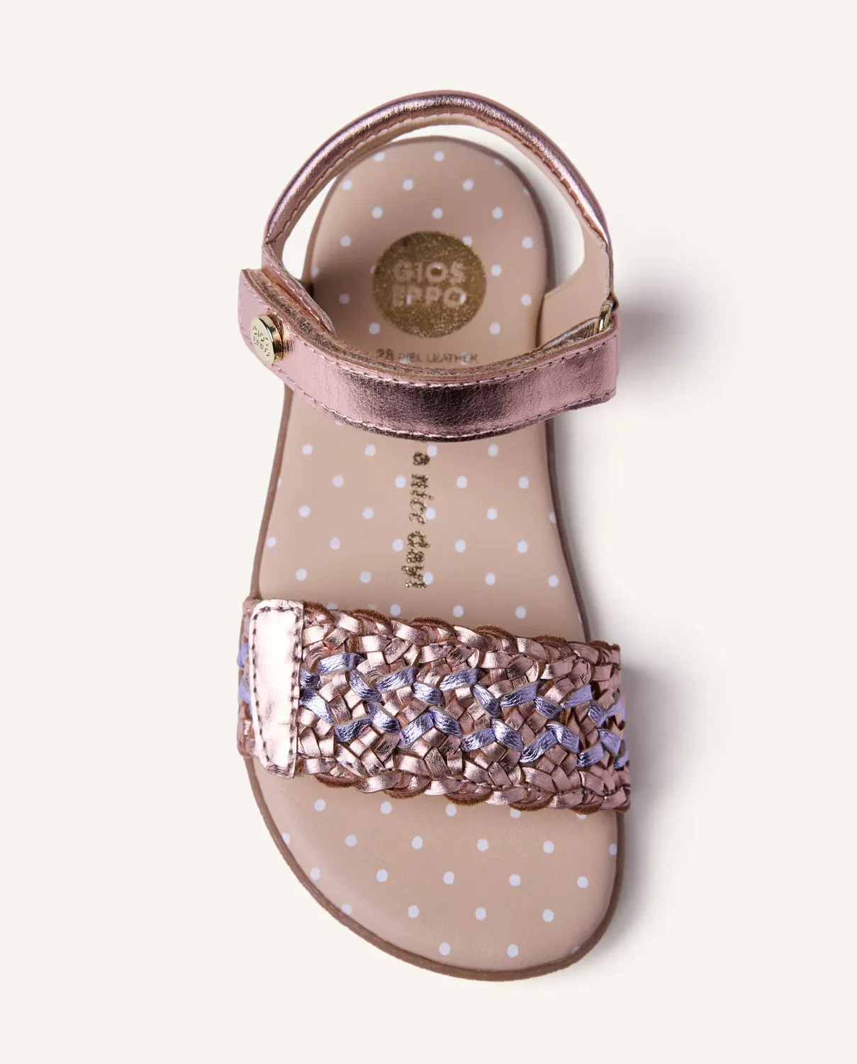 Детские босоножки barefoot из плетеной кожи с металлическими деталями Gioseppo, Oro — фото 2