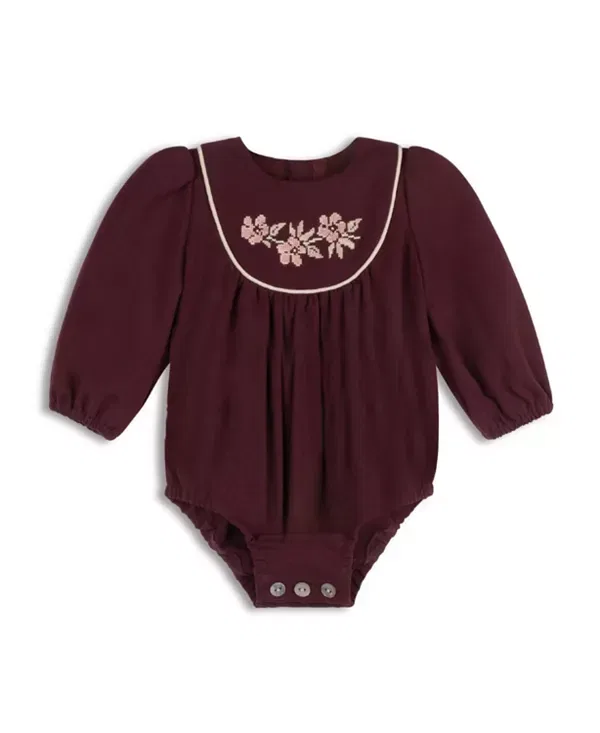 Детский ромпер с длинным рукавом с вышивкой Stitch Wool Collection Ely'S & Co., Wine