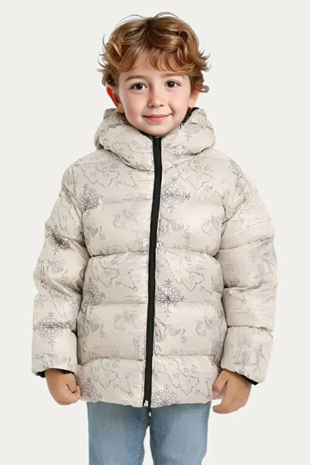 Детское зимнее пальто для девочек с принтом Compass Pattern Montland, Beige