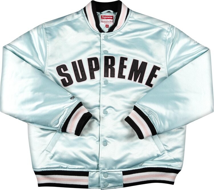 

Куртка Supreme x Mitchell And Ness Satin Varsity Jacket 'Light Blue', синий