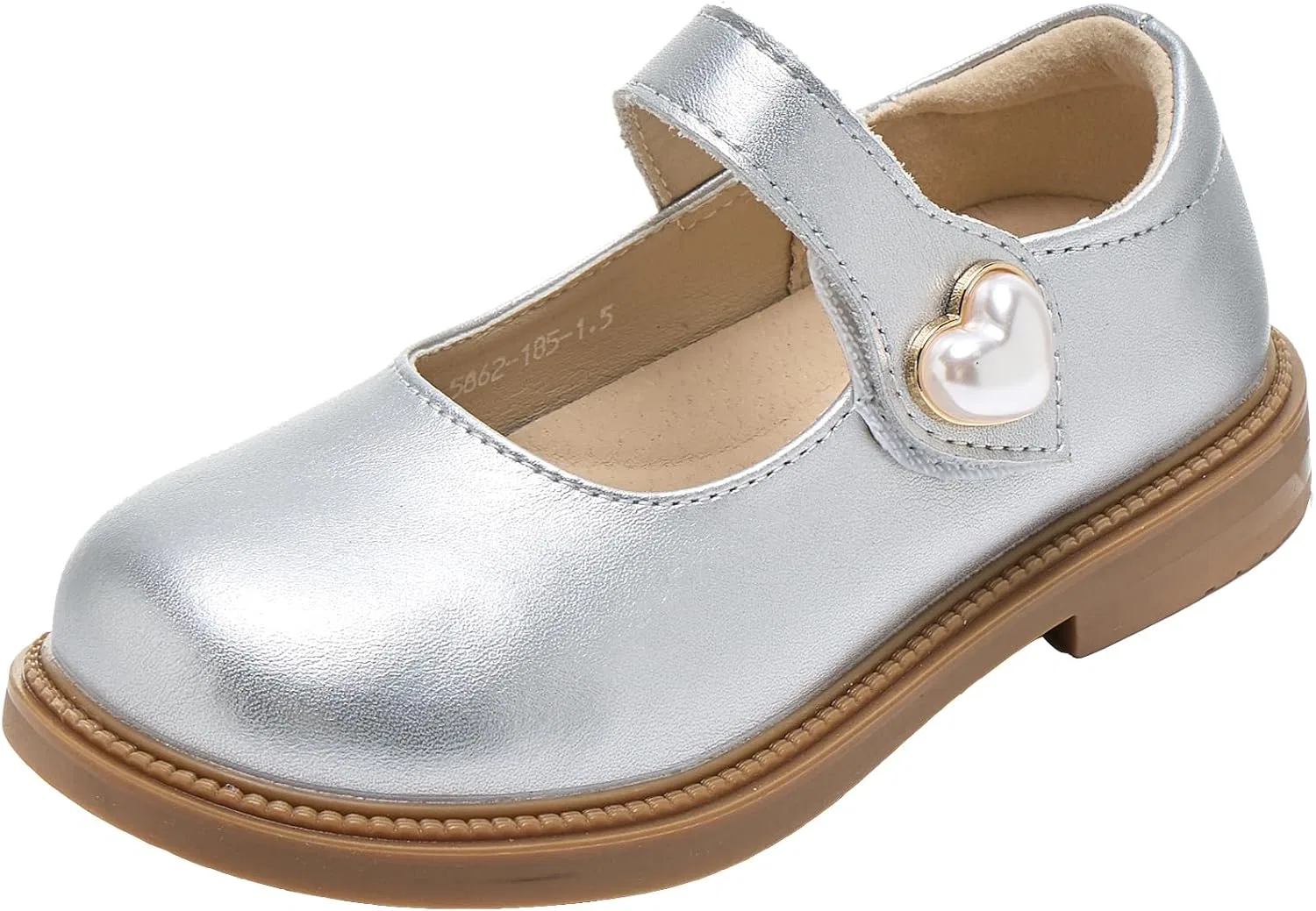 Детские туфли Мэри Джейн с сердцевидной пряжкой WUIWUIYU, Silver