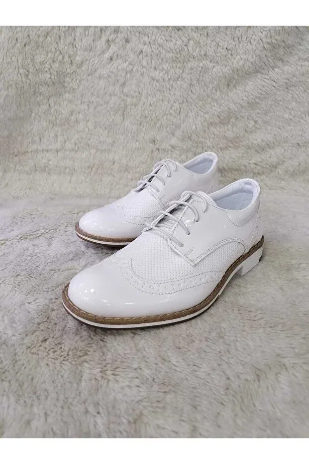 Детские туфли для мальчиков классические из кожзама Özgür Kids, White — фото 3