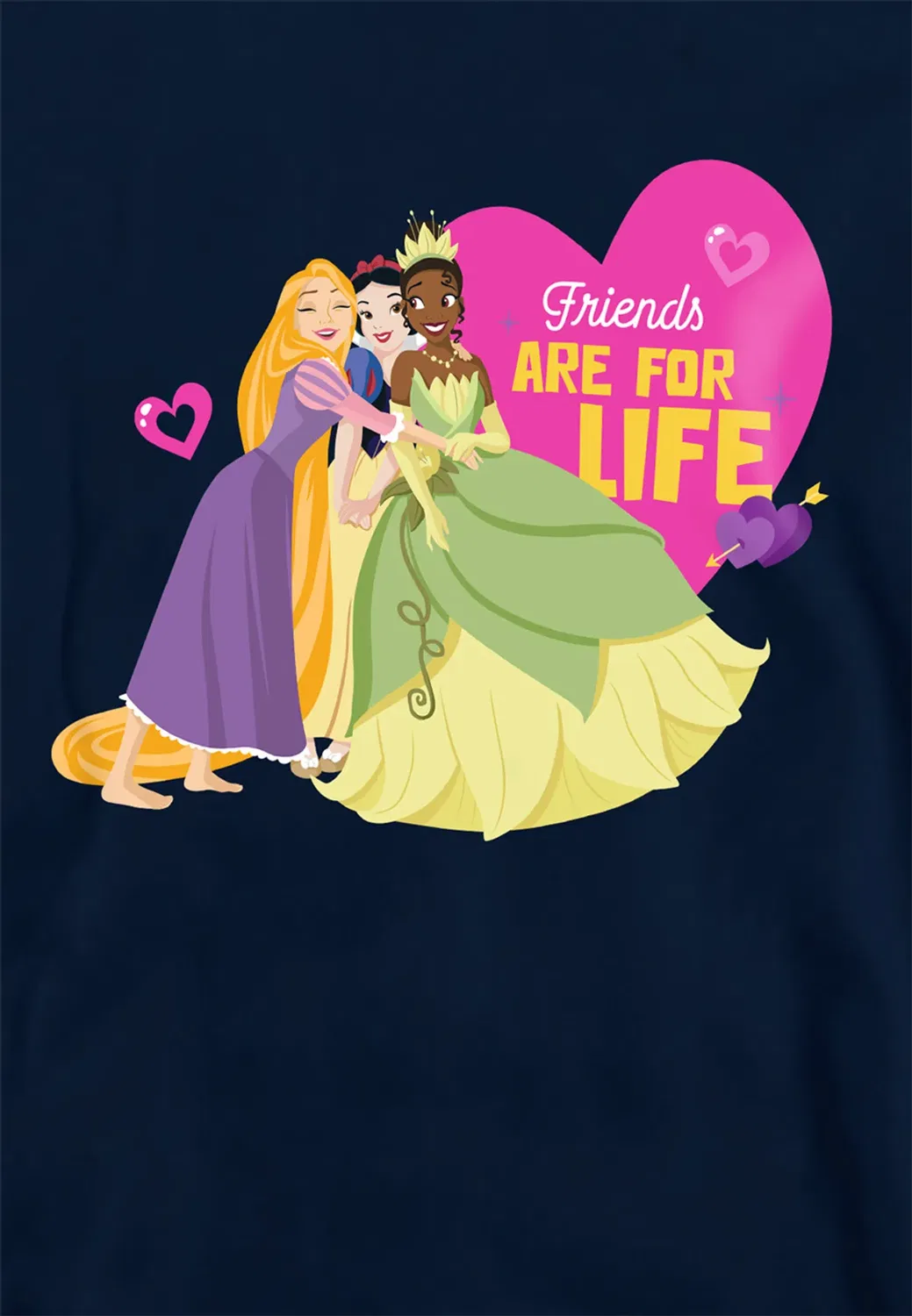 Детский худи с принтом Princess Valentine's Day Friends Are for Life Disney, Navy — фото 2