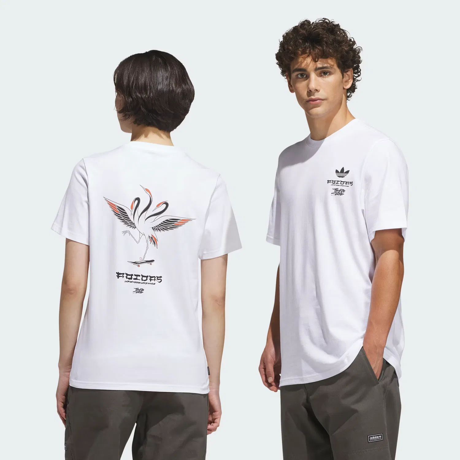 Футболка с принтом SKATEBOARDING x TEMPLE OF SKATE CRANE TEE Adidas Originals, белый/черный