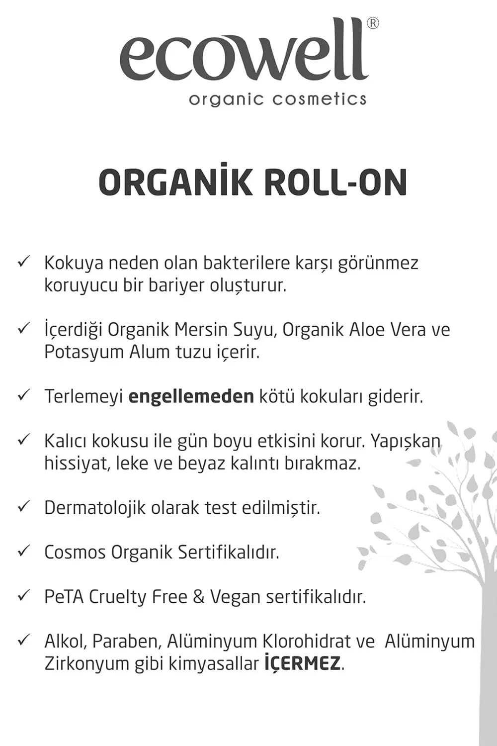 Роликовый дезодорант Ecowell Organic Roll-On, 75 мл — фото 3