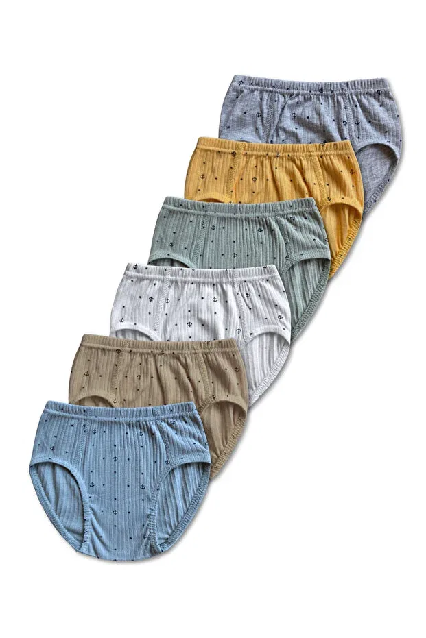 Детские трусы для мальчиков хлопковые комплект 6 шт Panfilia, White-Blue-Grey