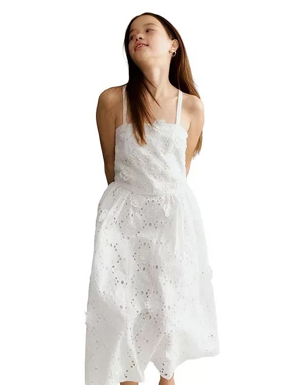 Детское платье для девочек с вышивкой Estie Bardot Junior, Orchid White — фото 4