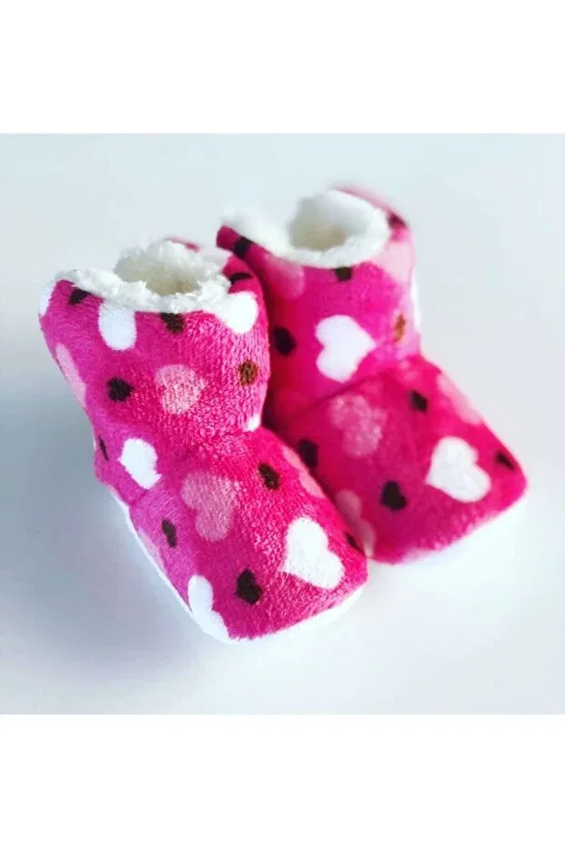 Детские пинетки с принтом Panduf baby booties Miracle, Pink Heart — фото 2