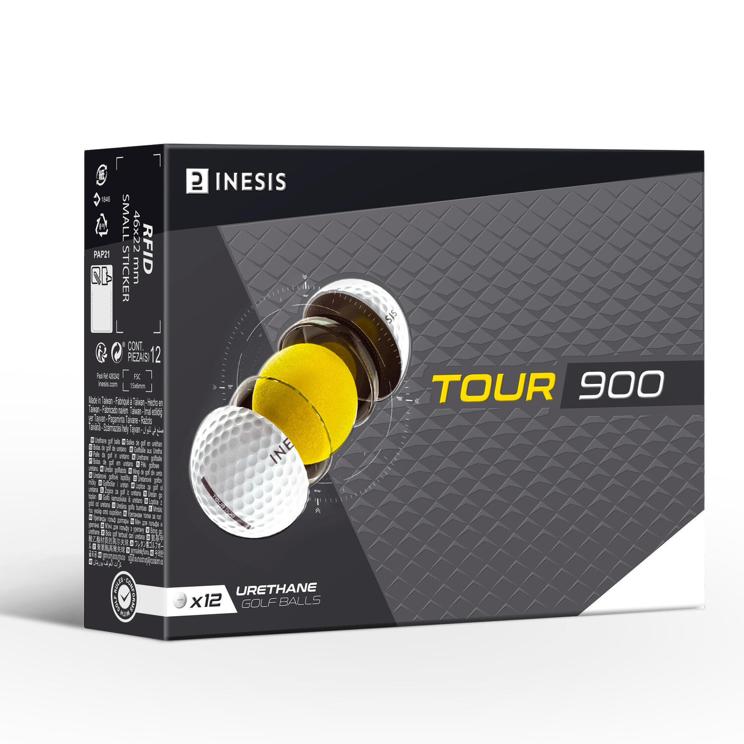

Мячи для гольфа Tour 900 12 штук белые INESIS, белый