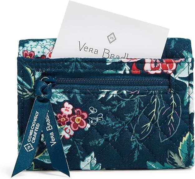 

Женский хлопковый компактный кошелек Vera Bradley Riley с RFID-защитой, розовый