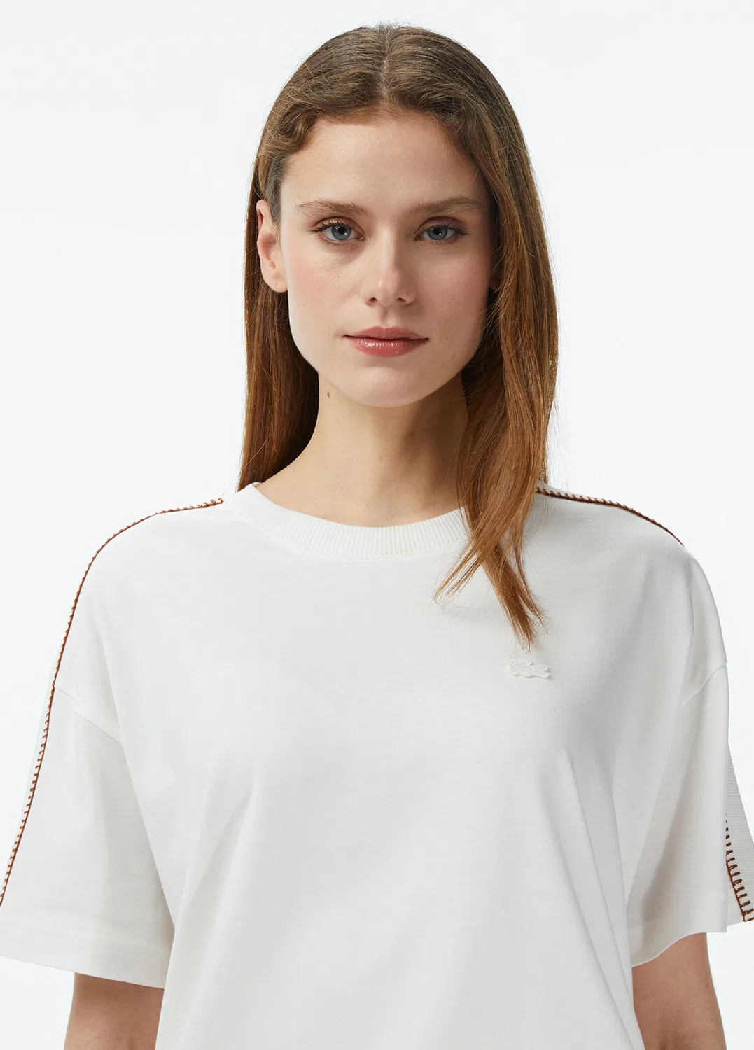 Футболка Lacoste Свободного кроя, Кремовый — фото 4