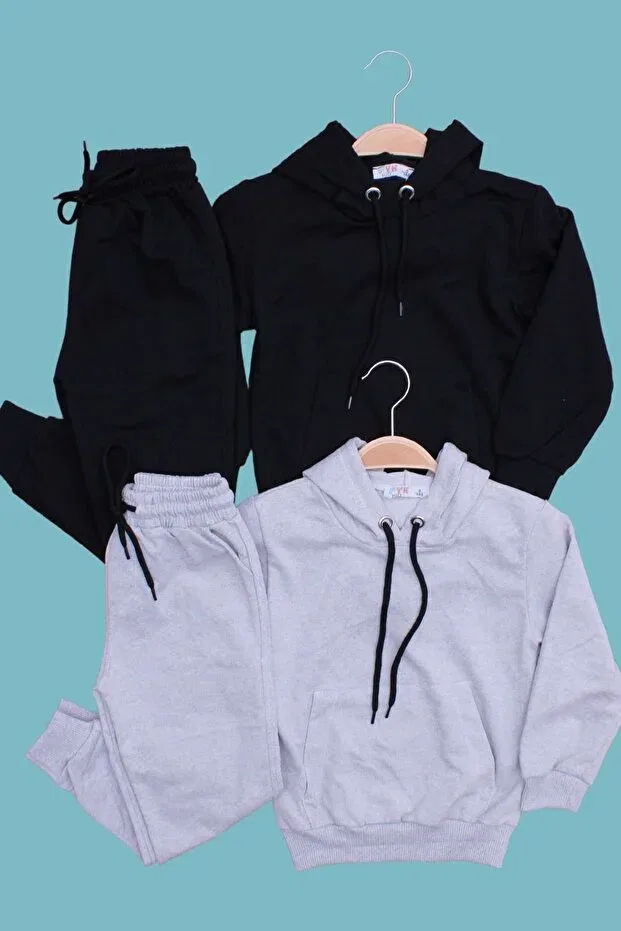 Детский для девочек комплект спортивный без принта Fyk Kids, Black-Gray