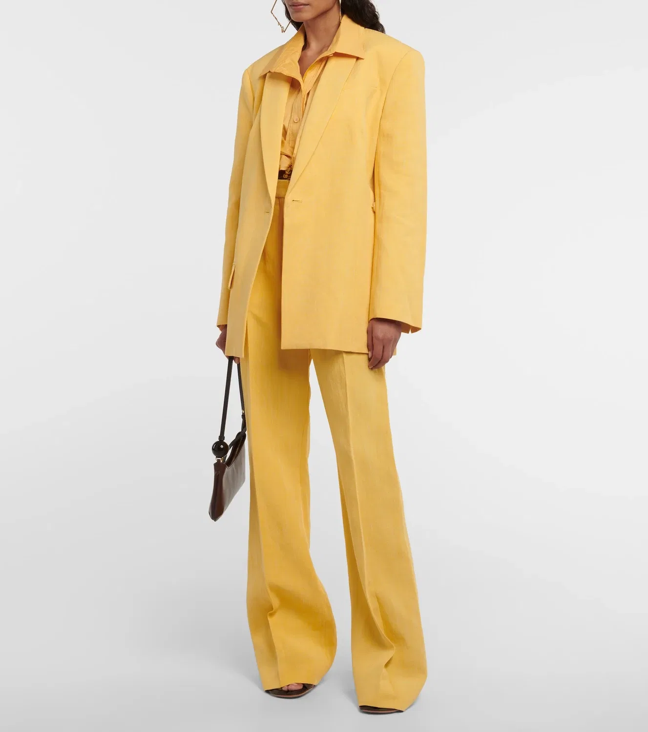 Брюки Le Pantalon Sauge из смесового льна JACQUEMUS, желтый — фото 2