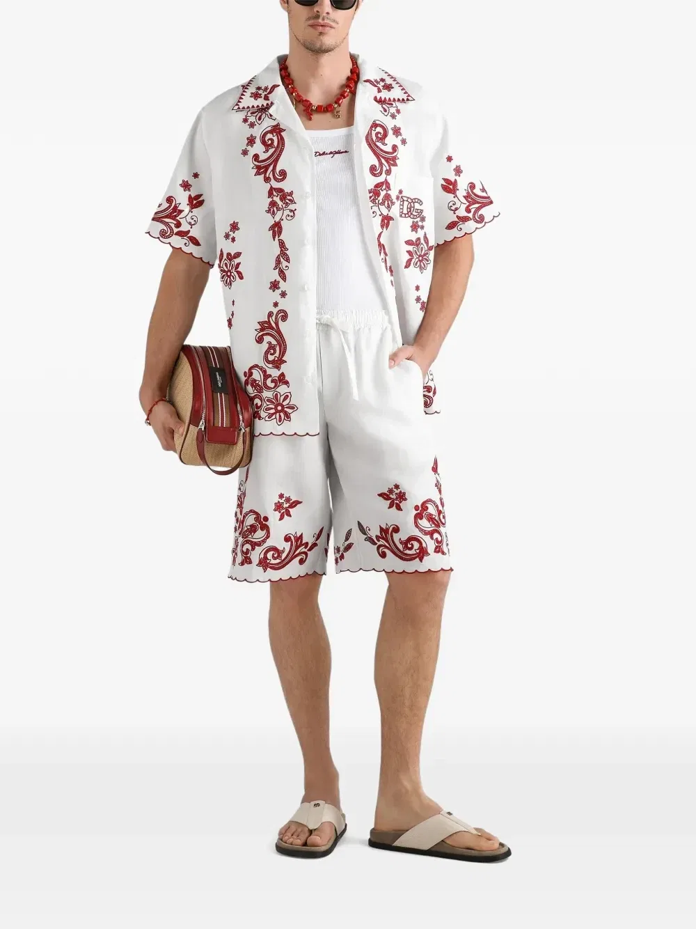 Льняная рубашка Hawaii Dolce & Gabbana, белый — фото 2