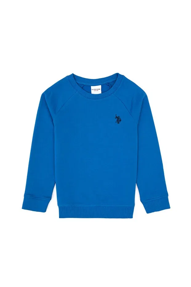 Детские свитшот для мальчиков хлопковый Saks Basic Crew Neck U.S. Polo Assn., Dark Blue — фото 3