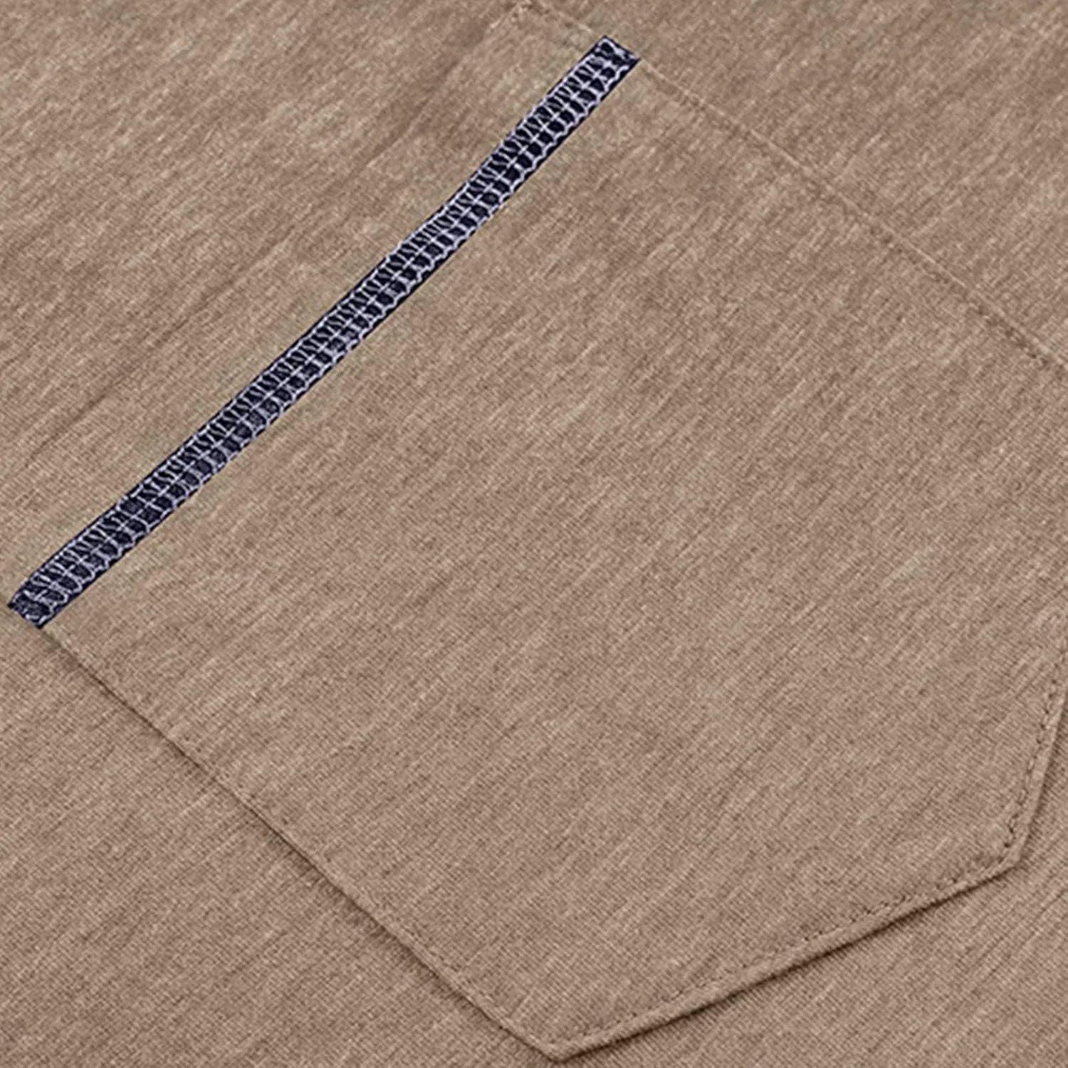 Мужская хлопковая рубашка-поло с карманом, Long Sleeve, Khaki — фото 3