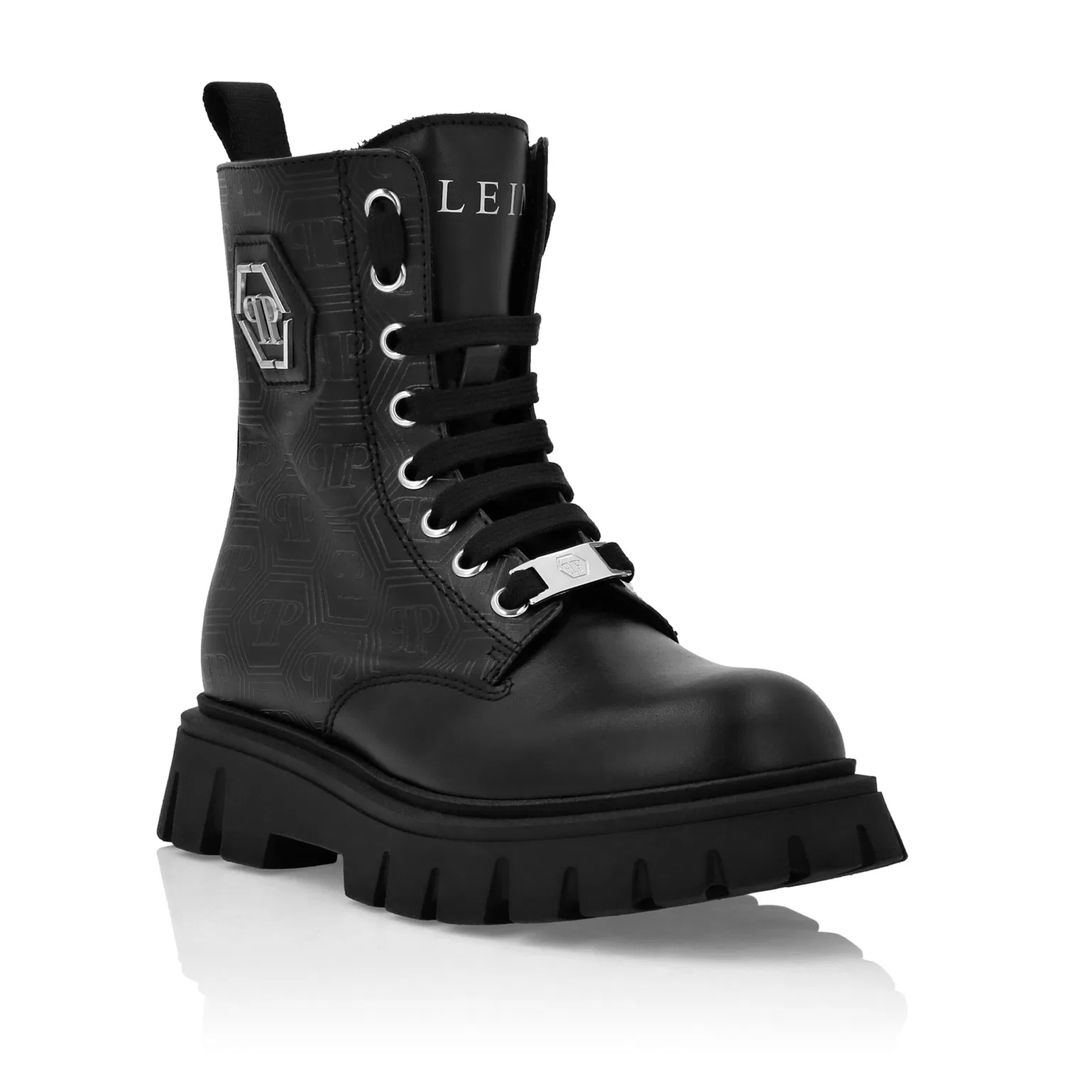 Детские ботинки с шестиугольным логотипом PHILIPP PLEIN, Black