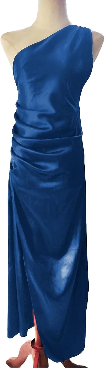 Женское коктейльное платье с одним плечом и разрезом, Blue — фото 4