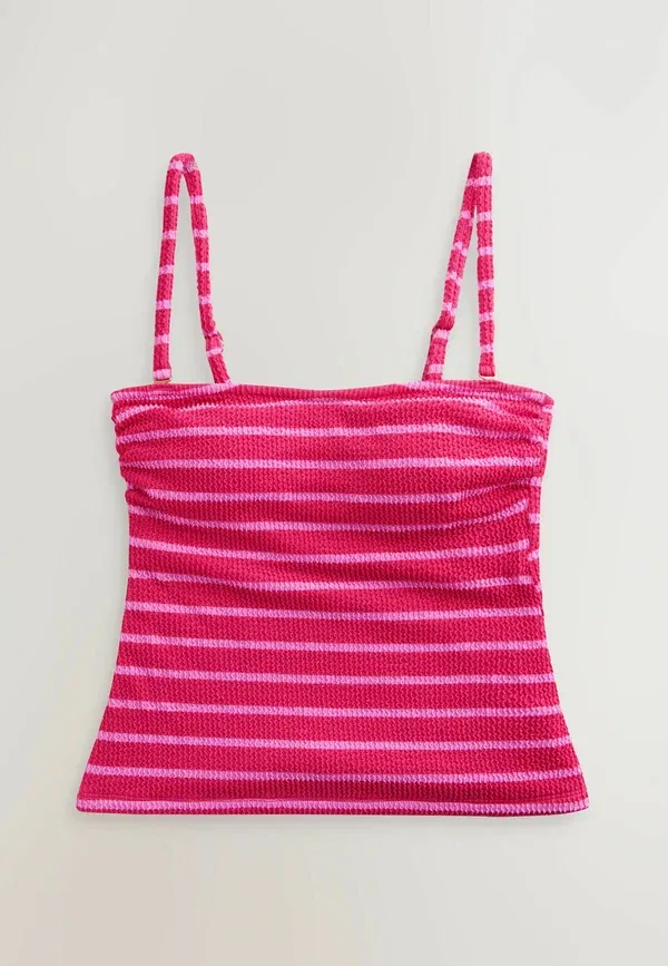 Бикини топ с регулируемыми бретелями Tall fit - pull on 2 pack, Next, Pink Aqua White Crinkle Stripe, белый/розовый/бирюзовый — фото 3