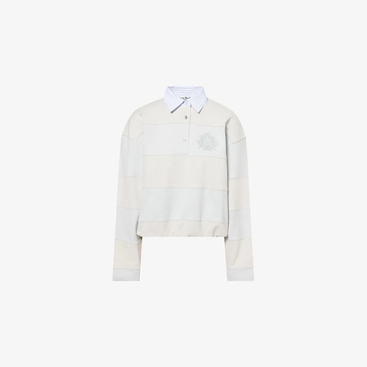 Хлопковая толстовка в полоску с вышитым логотипом Acne Studios, светло-голубой/серый