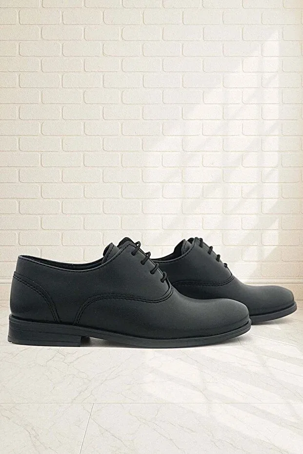 Детские классические туфли для мальчиков на молнии и шнуровке Tuxedo Black Matte Lace-Up Rakerplus, Black