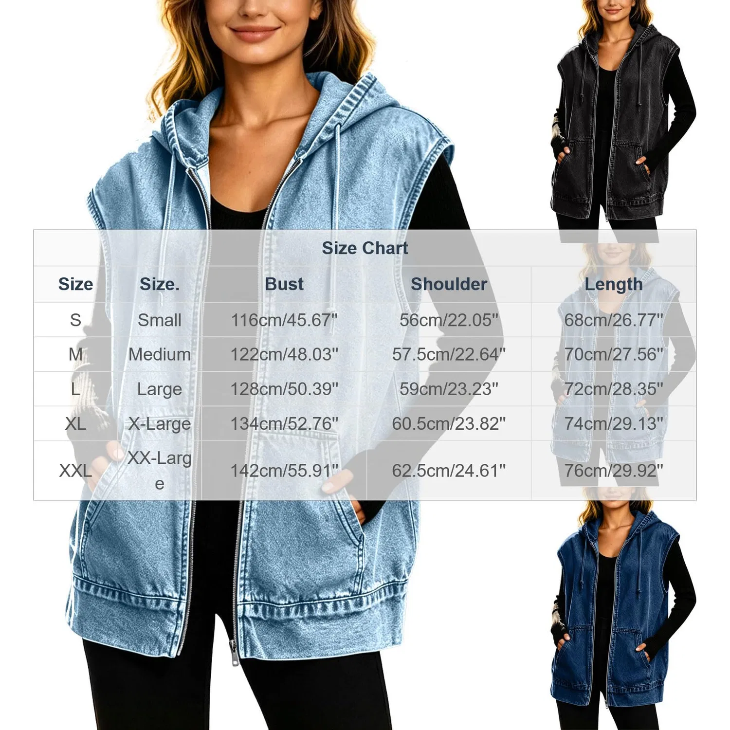 Женский джинсовый жилет без рукавов Trucker Jean Jacket, Nero 1 — фото 4