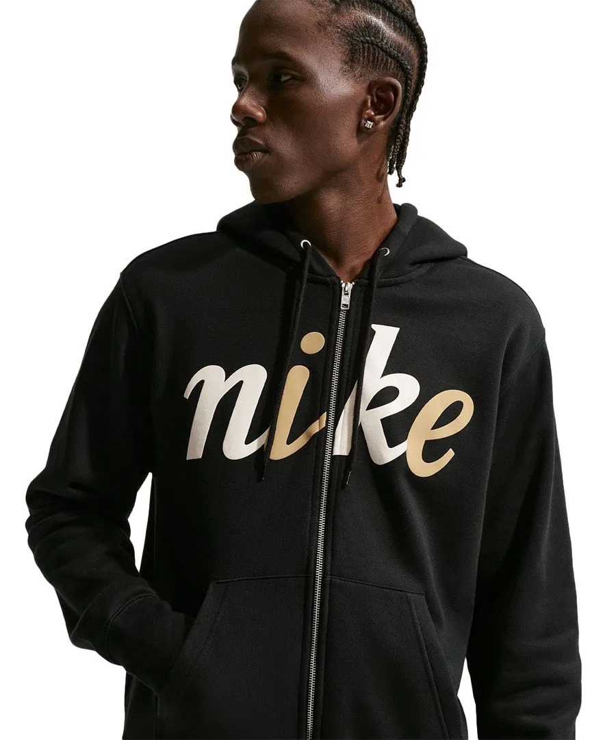 Худи Nike с полной молнией, с капюшоном, с принтом, Black/Sail — фото 2