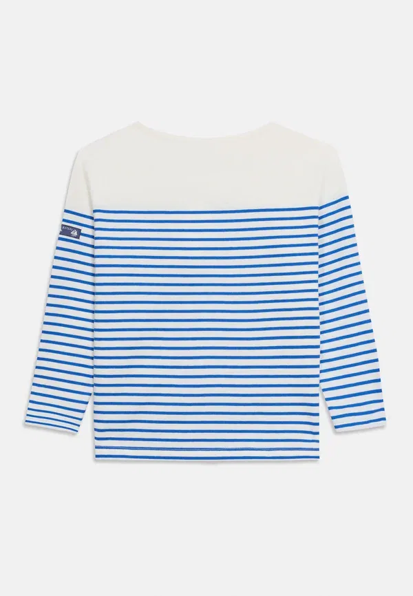 Футболка с длинным рукавом полосатая Mariniere Petit Bateau, белый, светло-голубой — фото 4