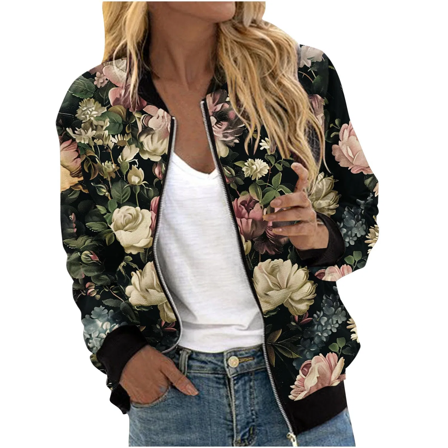 Женское пальто с принтом Black Bomber Jacket, 07 nero