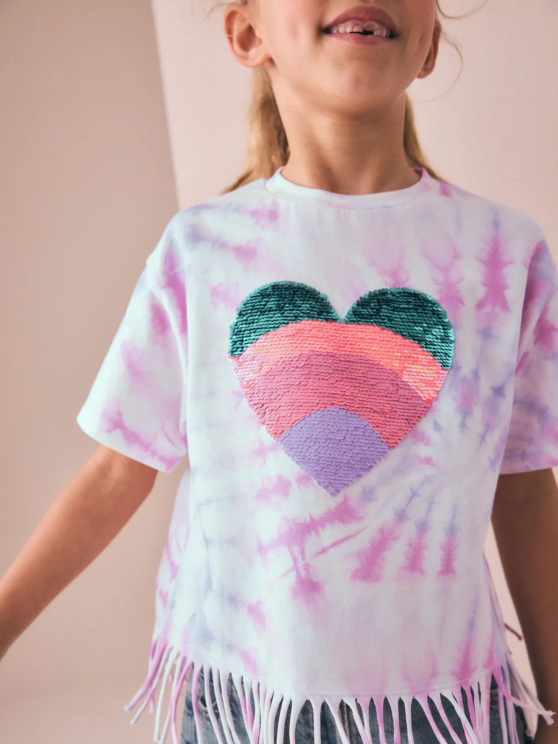 Футболка с бахромой, Pink Tie-Dye Next, розовый — фото 4