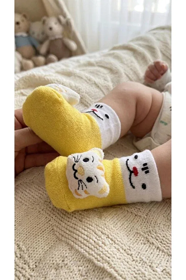 Детские носки-пинетки с 3D-фигурками животных Haanbebe, Cat — фото 2