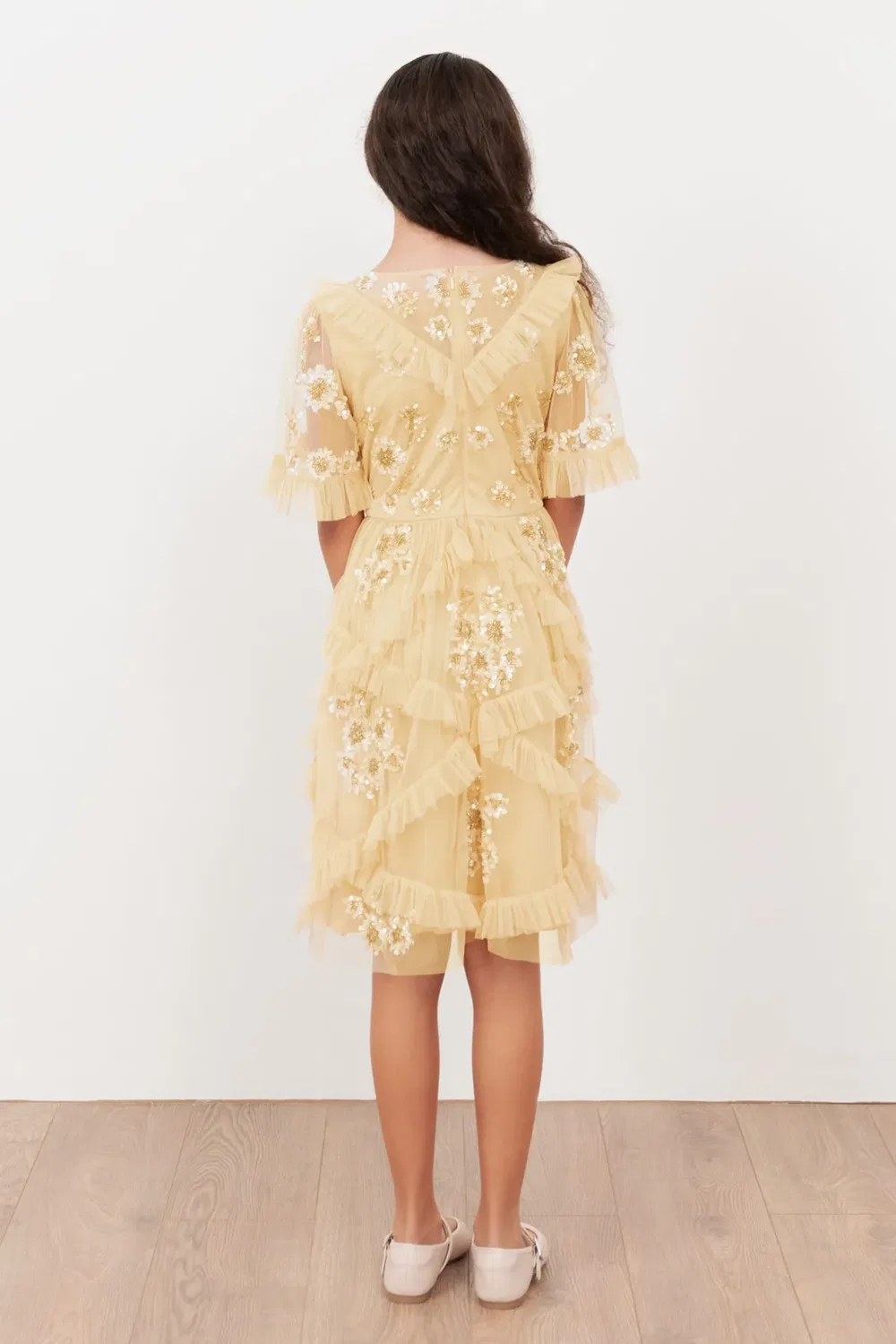 Платье для девочек с украшением Flower Girl Maya Deluxe, Yellow — фото 2