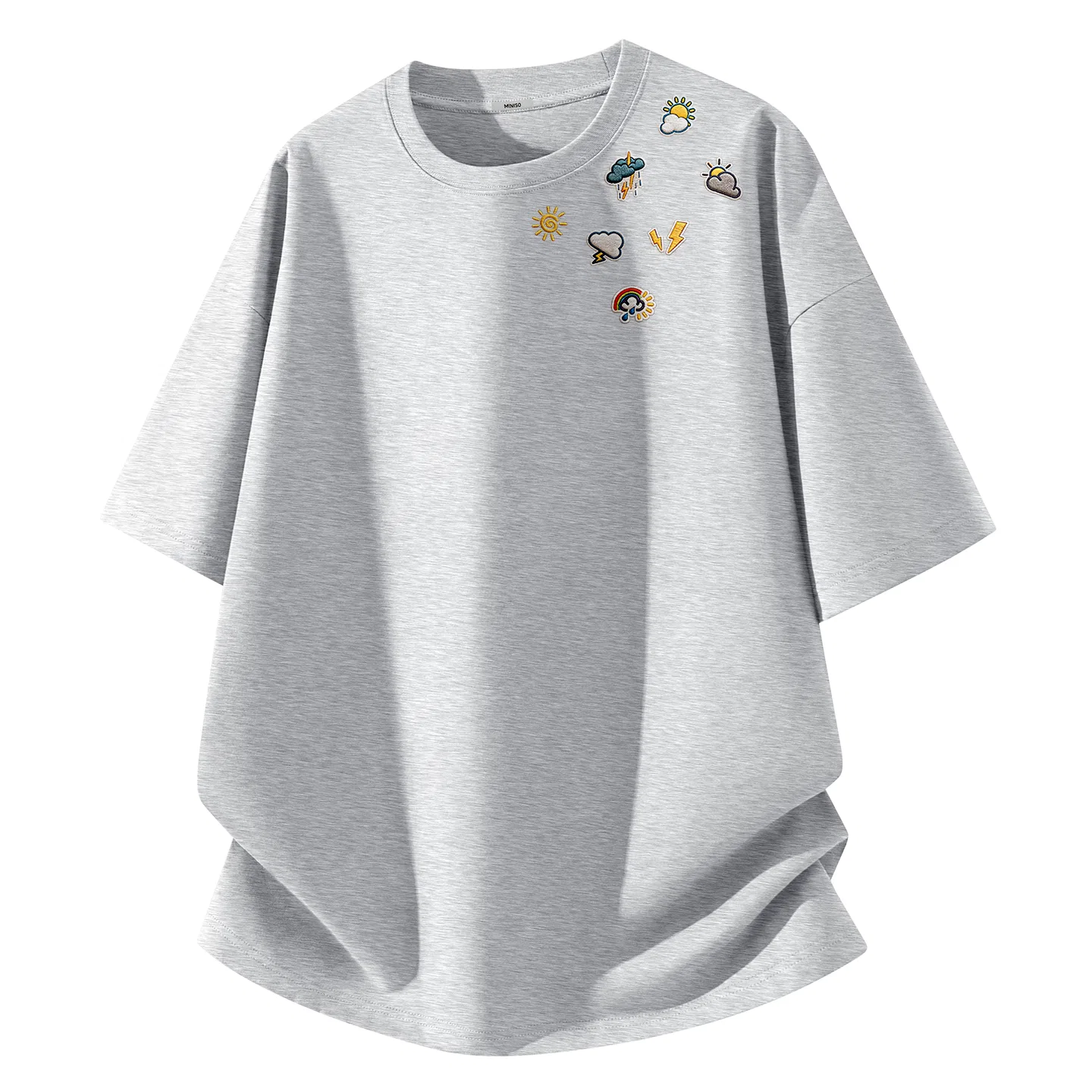 Детская футболка с круглым вырезом Heather Gray MINISO, Цвет Heather Gray