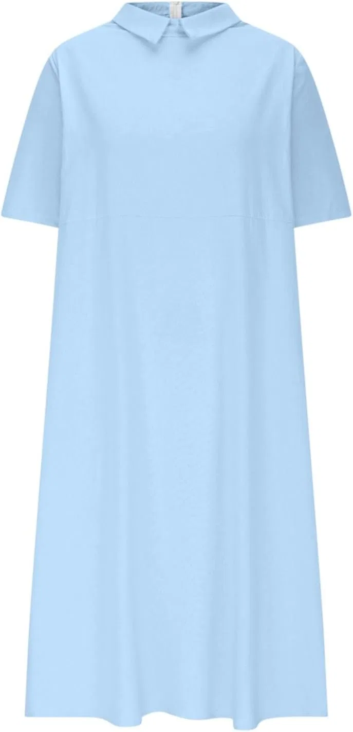 Женское летнее макси-платье с воротником Питер Пэн Cotton, A01 Blue — фото 4