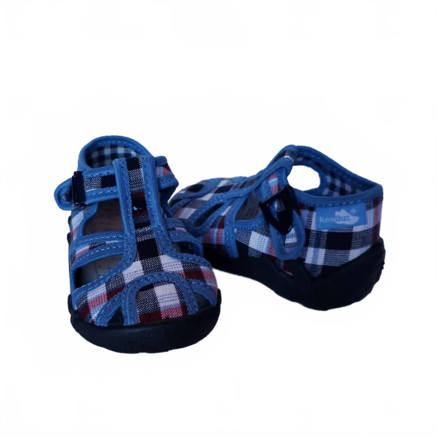 Детские сандалии-рыбаки с зажимной пряжкой на липучке Renbut Shoes, Black/Blue Multi — фото 2
