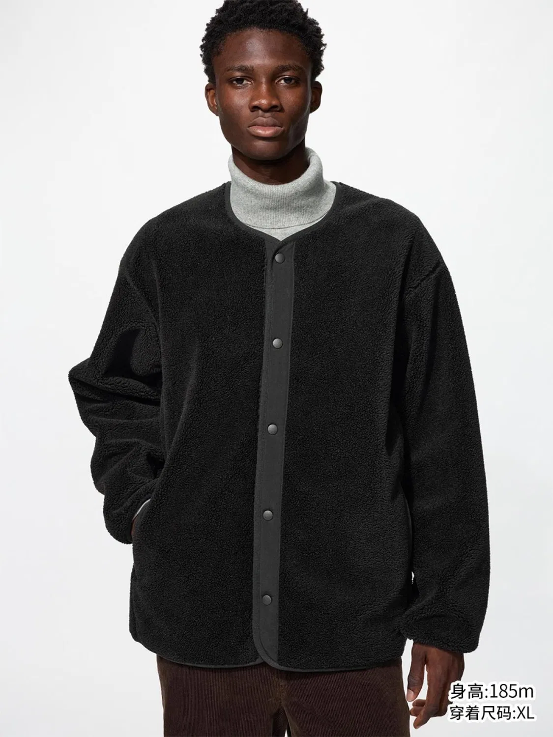 Кардиган на молнии с длинным рукавом Uniqlo, черный