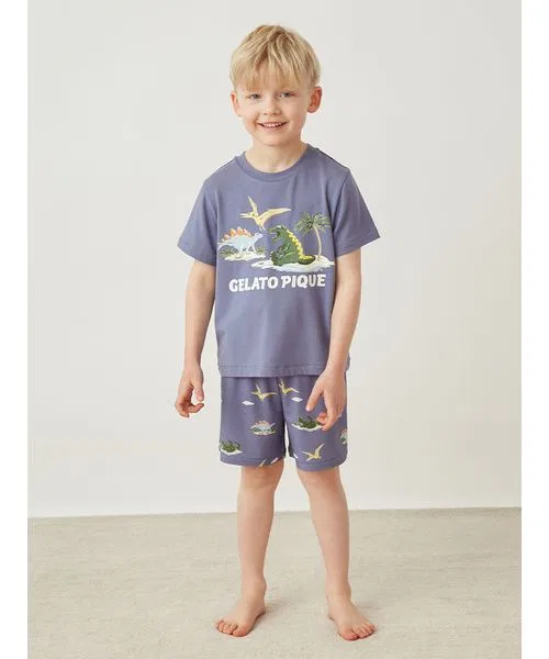 Детские шорты для сна с принтом Sleeping Dinosaur, gelato pique, Light Gray — фото 3