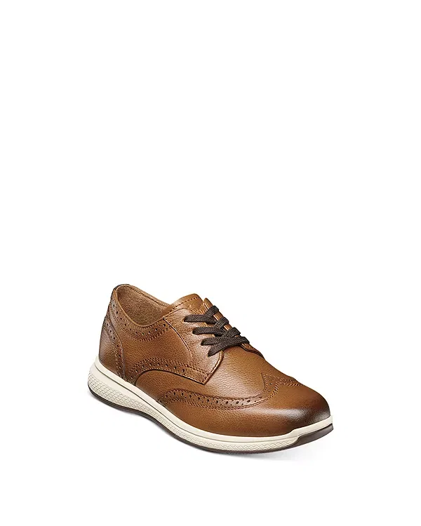 Детские классические туфли для мальчиков на шнуровке Great Lakes Wingtip Oxfords Florsheim Kids, Cognac
