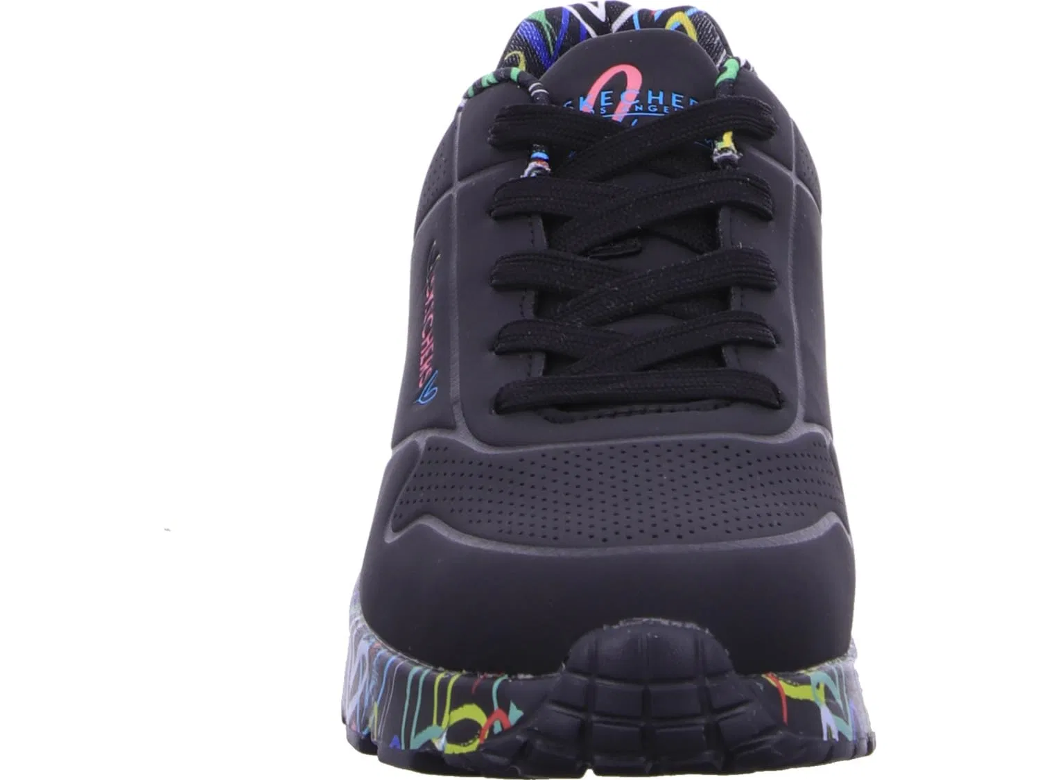 Детские кроссовки для девочек с принтом Uno Lite Lovely Luv Skechers, Black Synthetic Multi Trim — фото 3