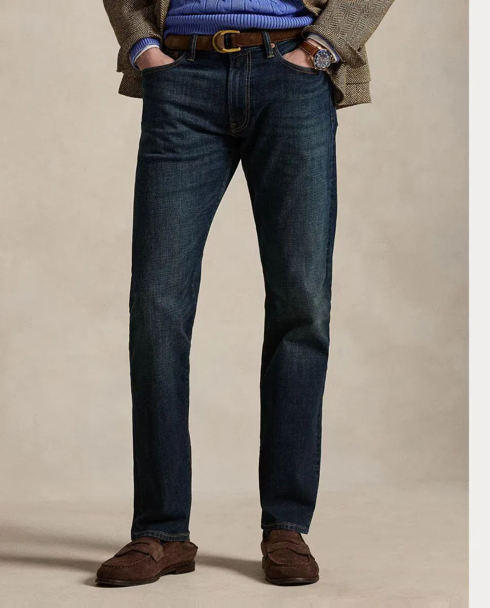 Мужские джинсы, Elásticos Murphy Stretch Straight Fit, Polo Ralph Lauren, Azul índigo — фото 2