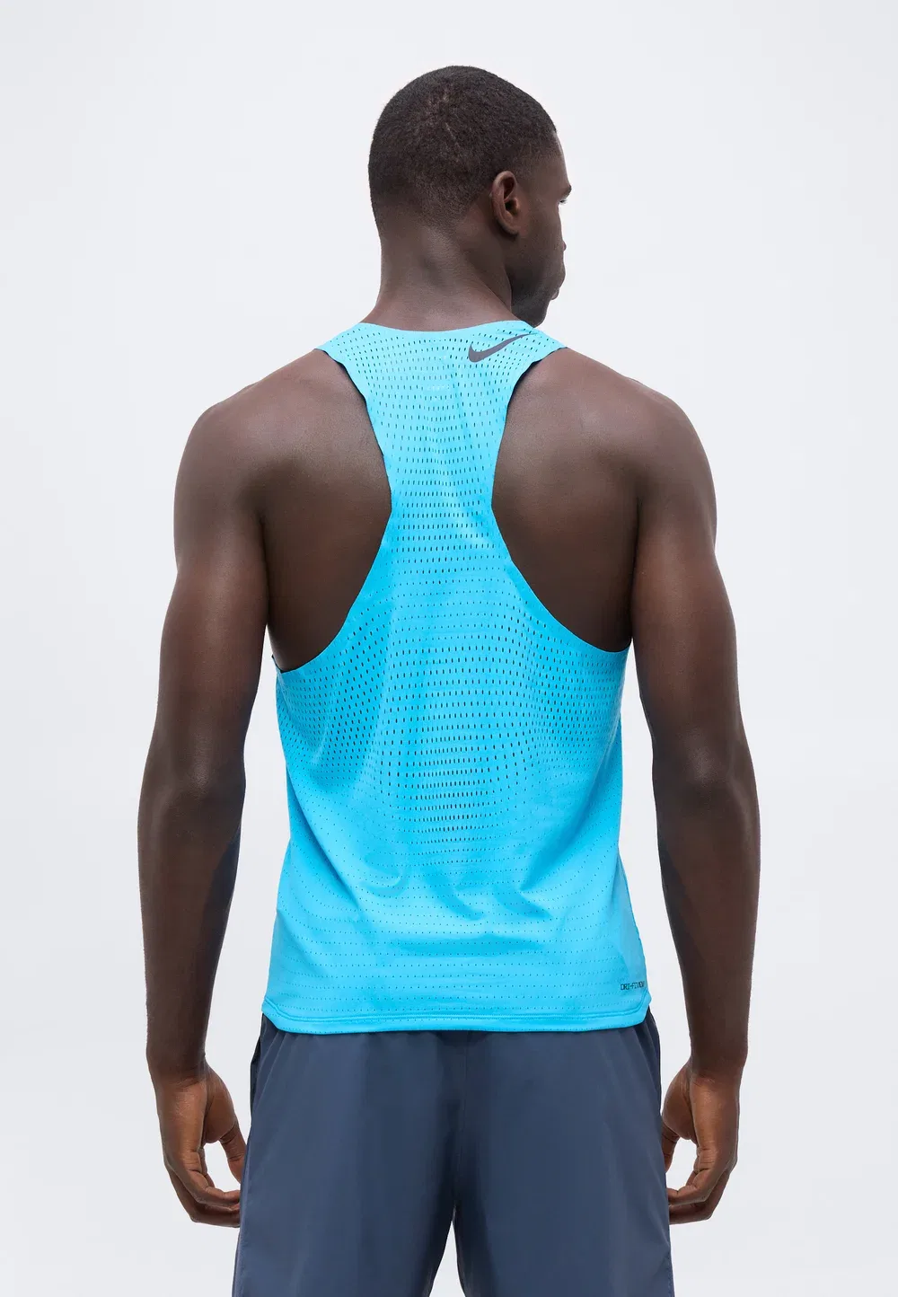 M nk dfadv aroswft singlet - top Nike Performance, Light Current Blue/Black — фото 3