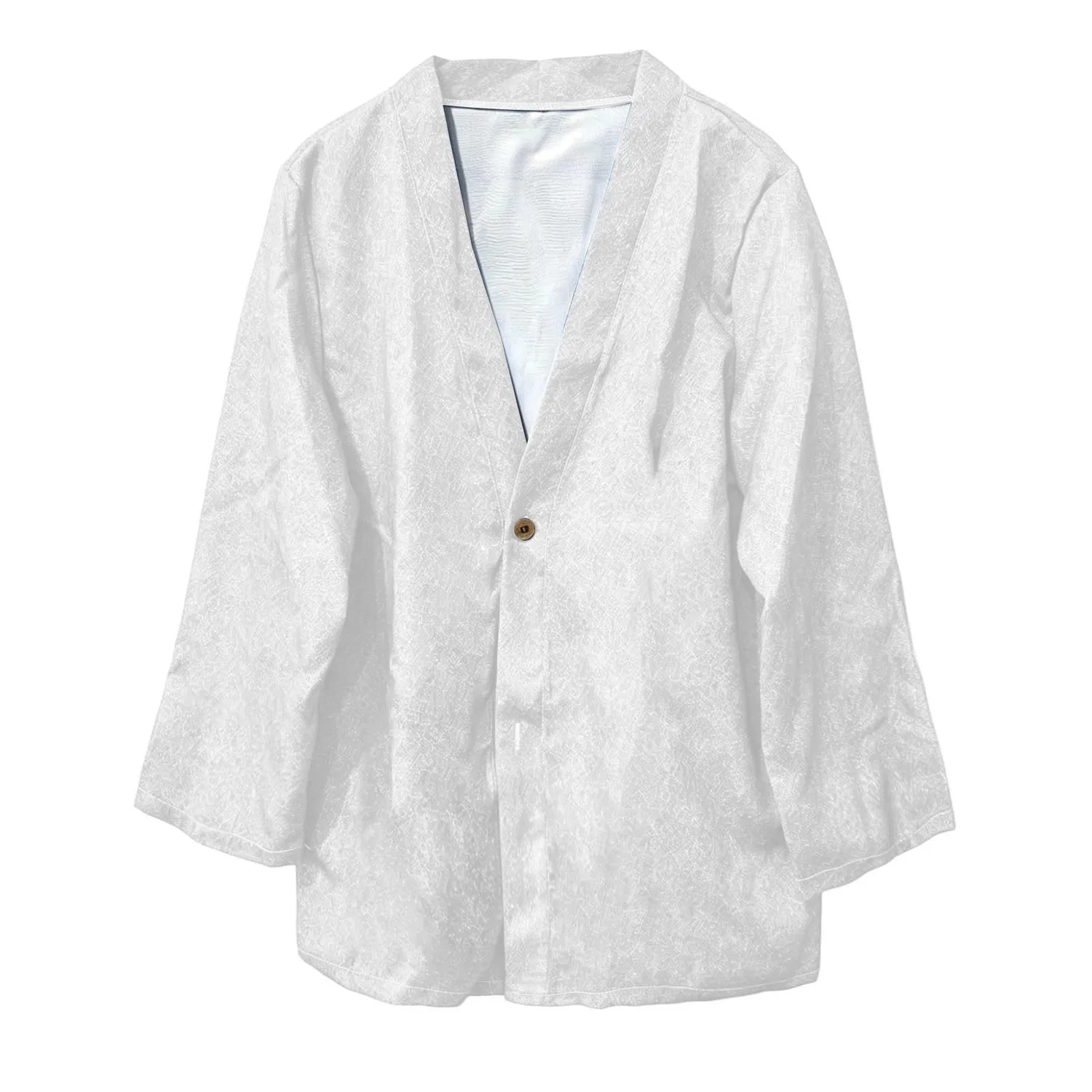 Женское джинсовое пальто с V-образным вырезом и длинным рукавом, 01#bianco — фото 2