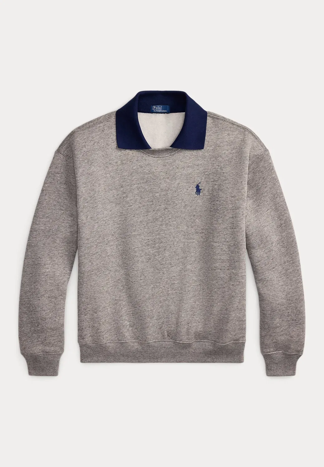 Футболка с длинными рукавами из флиса с воротником-поло и круглым вырезом Polo Ralph Lauren, Dark Vintage Heather — фото 4